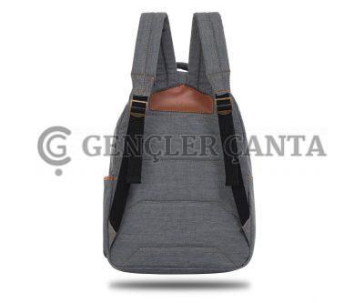 grauer Denim-Rucksack fürs College – Bild 4