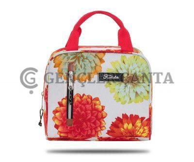 Lounch Color Beyaz Çiçek Desen Beslenme Çantası - Görsel 1