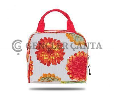 Lounch Color Beyaz Çiçek Desen Beslenme Çantası - Görsel 3