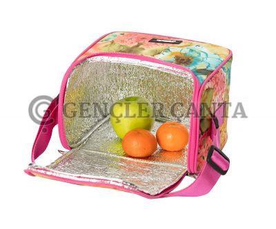 Kultige Lunchtasche mit rosa Blumenmuster – Bild 4