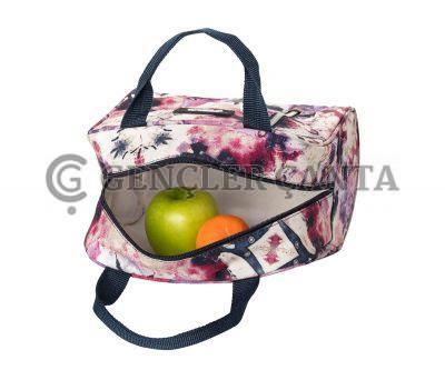 Lunchtasche, schwarz, geblümt – Bild 4