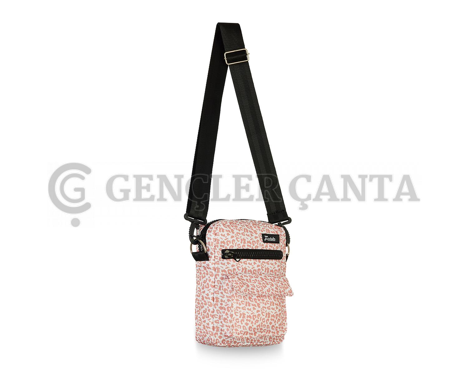 Fudela Çapraz Askılı Rahat Günlük Kullanım Omuz Çantası Beyaz Leopar